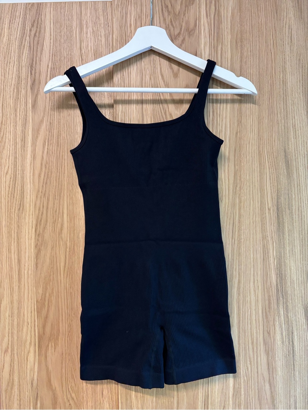 Black Ribbed Tank Romper